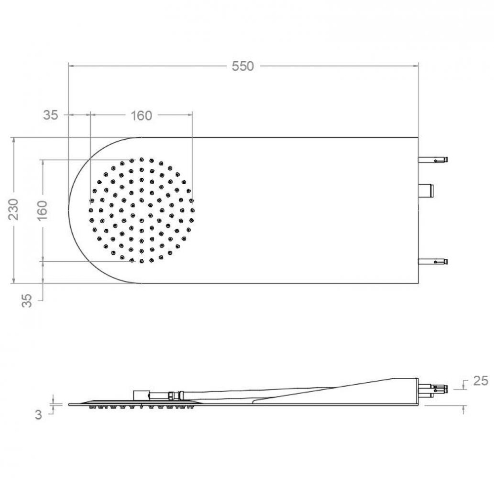 Излив душевой настенный круглый тропический HYDROTHERAPY RR02OC золото