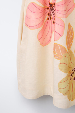 ZARA ПЛАТЬЕ С ЦВЕТОЧНЫМ ПРИНТОМ, ЭКРЮ