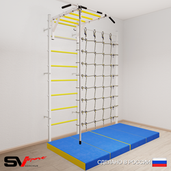 Шведская стенка Sv Sport усиленная 62940 (Турник рукоход/Канат/Мат 2м/Канатный лаз)
