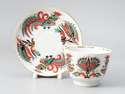 Чашка с блюдцем Подарочная Два петуха 350 мл арт. 81.10642.00.1