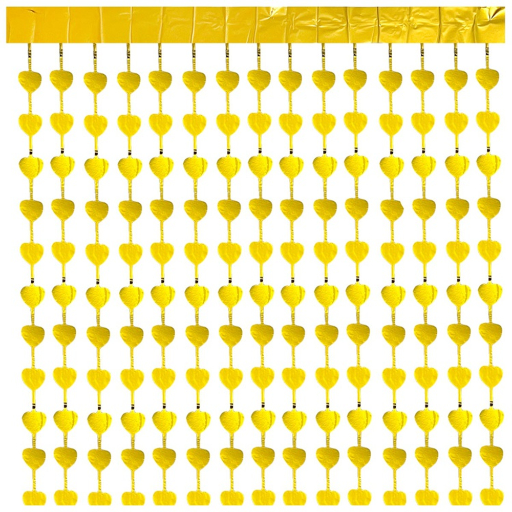 Занавес фольгированный золотой Сердца 1х2м