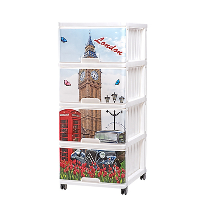 Комод с рисунком 4-х секционный Лондон 040322