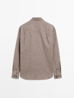 Massimo Dutti Меланжевая куртка-рубашка с карманом, экрю