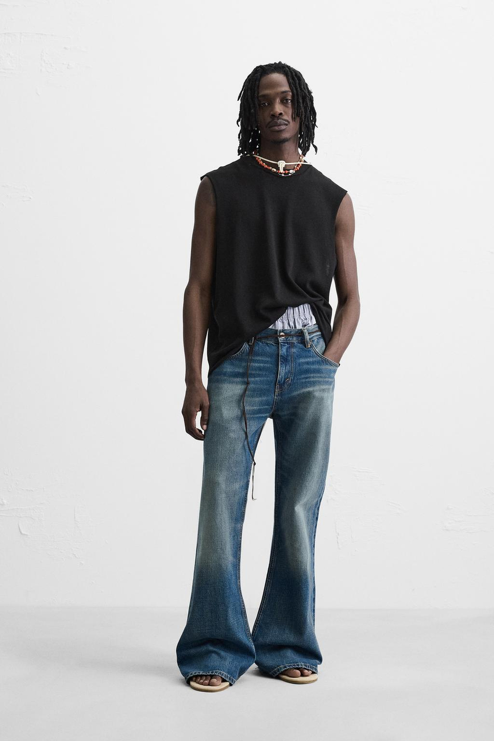 ZARA ФУТБОЛКА БЕЗ РУКАВОВ, ЧЕРНЫЙ