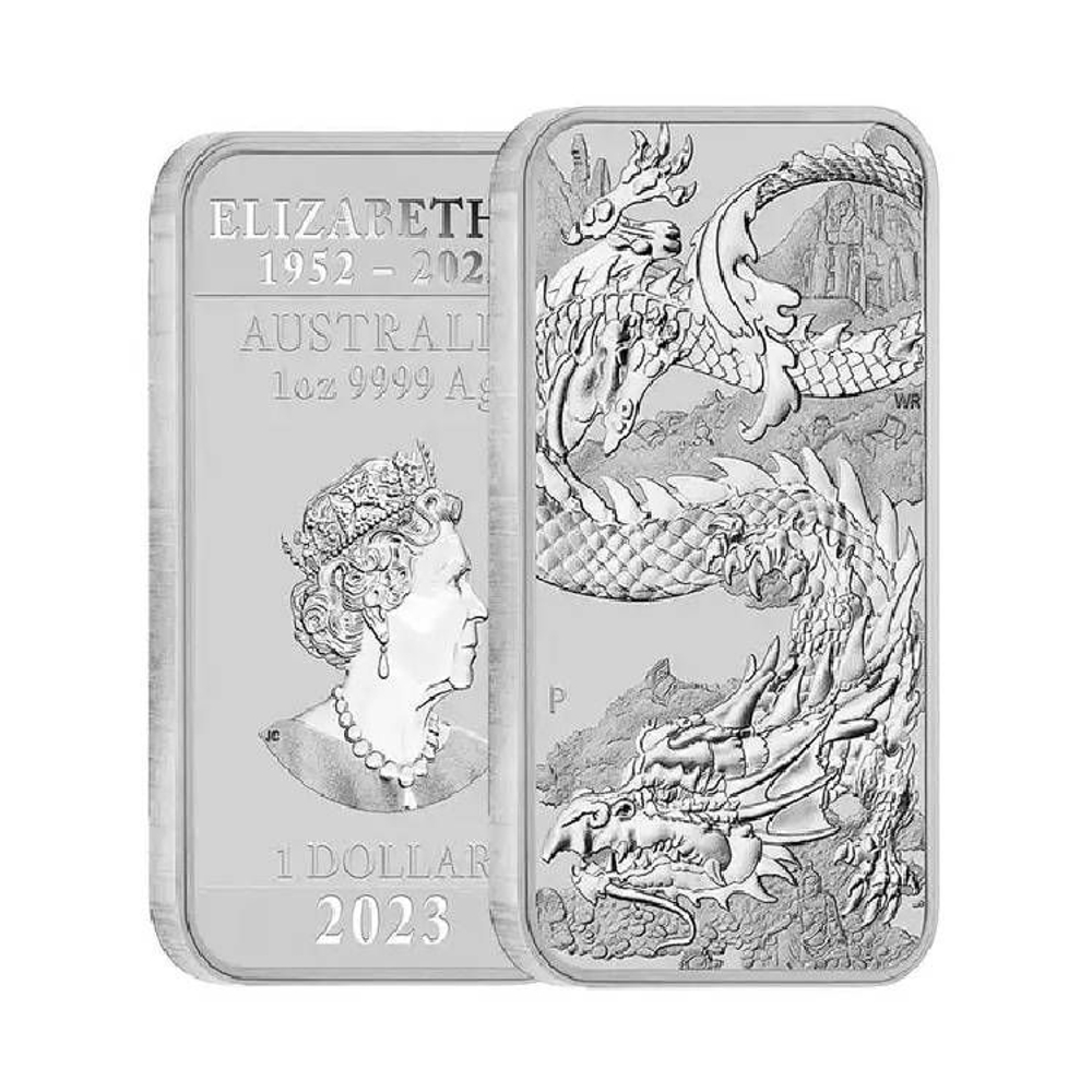 Australia, 1 Dollar 2023 – Chinese Dragon Bullion Bar (6th Portrait of Queen Elizabeth II)