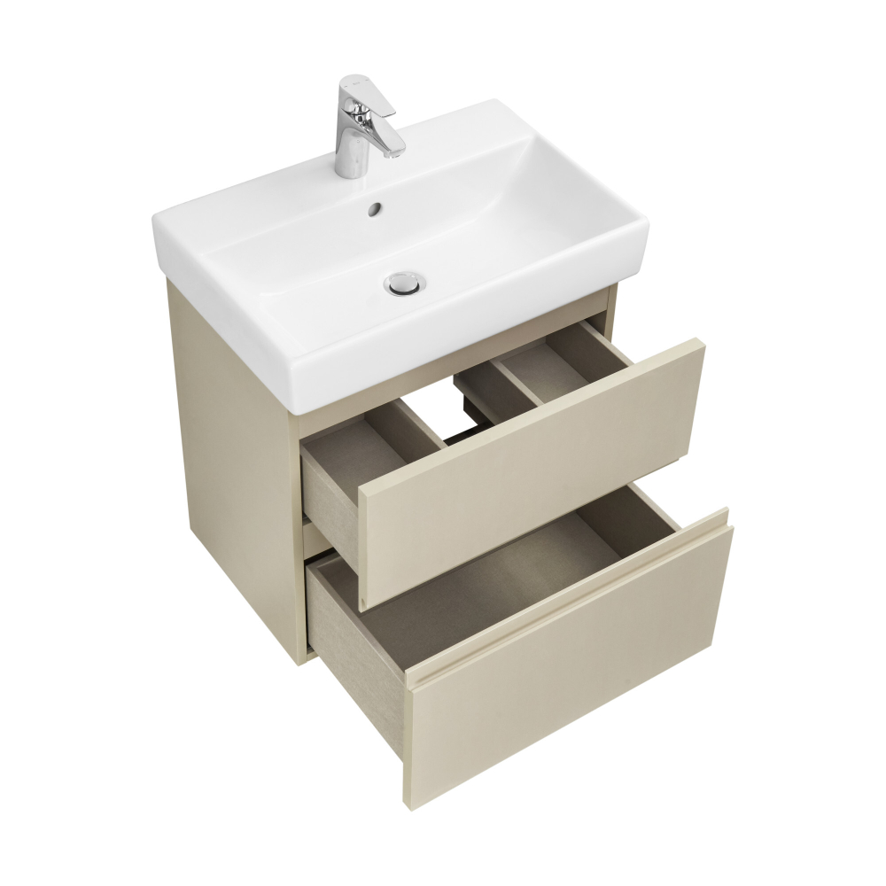 Комплект OLETA  A857639515 модуль для раковины 600 мм, 564х374х548 мм, с 2 ящиками, капучино + JIKA раковина 600х390 8.1242.6.000.104.1