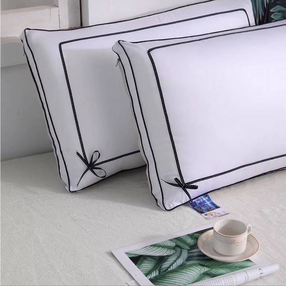 Подушка 50х70 см, 50% бамбук, 50% силиконизированное волокно, чех 100% хл, кант, Glory