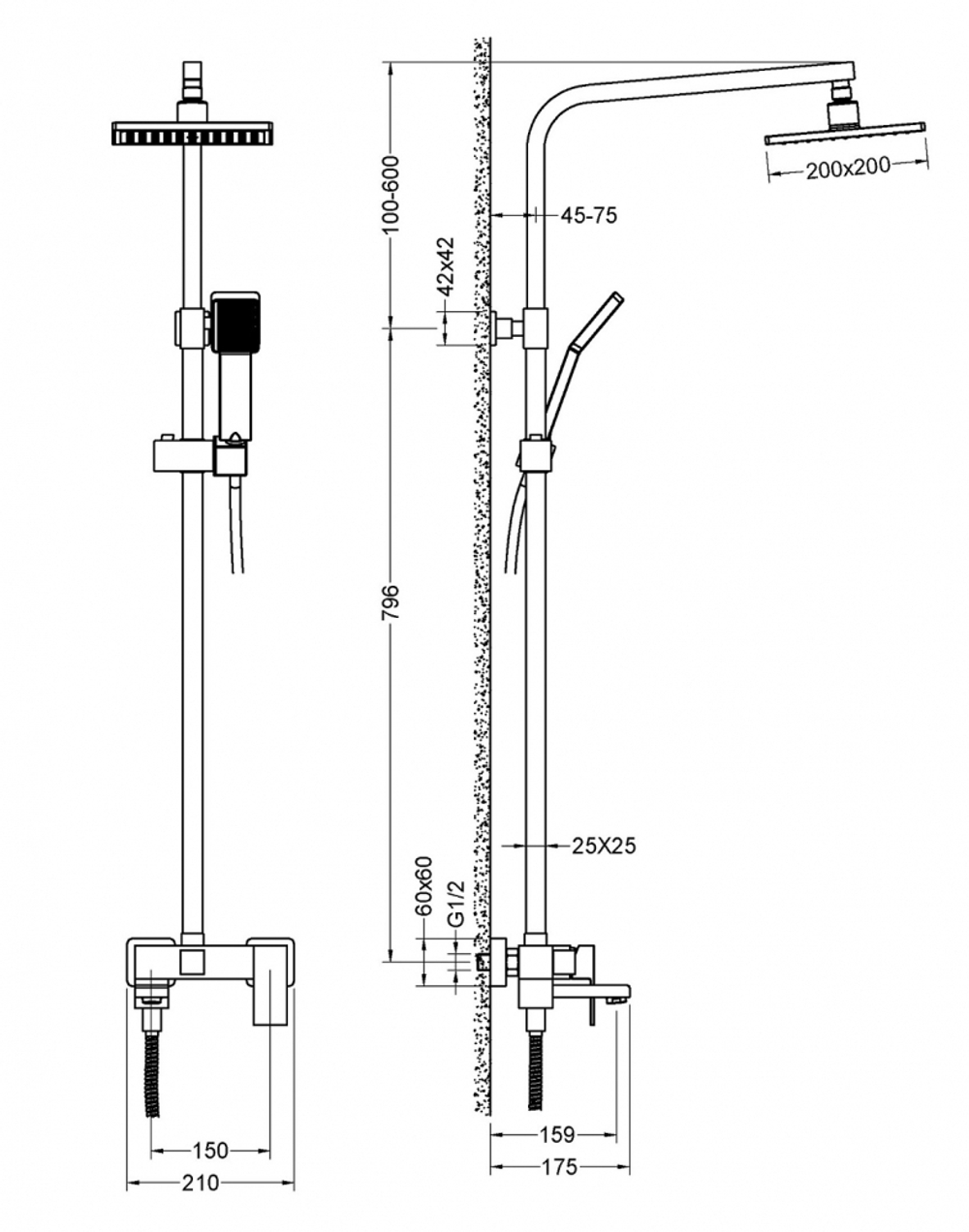 Душевая стойка Timo Selene SX-2013/03 черная