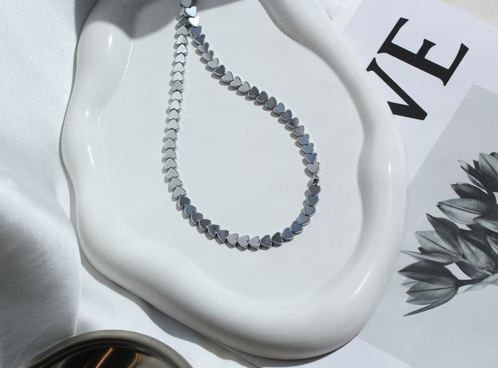 Чокер Сердечки из гематита