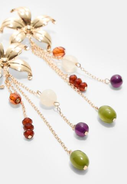 STRADIVARIUS Серьги-цветы из бисера, золотой