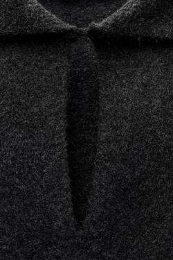 ZARA ОДНОТОННЫЙ СВИТЕР С НАКЛАДНЫМИ КАРМАНАМИ, ТЕМНЫЙ АНТРАЦИТ