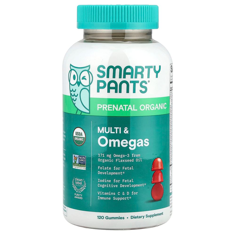 SmartyPants, Organics, пренатальный комплекс, 120 вегетарианских жевательных таблеток