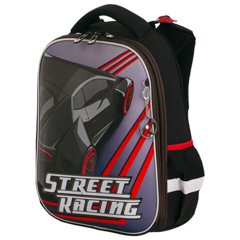 АКЦИЯ ЛИК Ранец BRAUBERG PREMIUM, 2 отделения, с брелком, "Street racing", 38х29х16 см, 229904