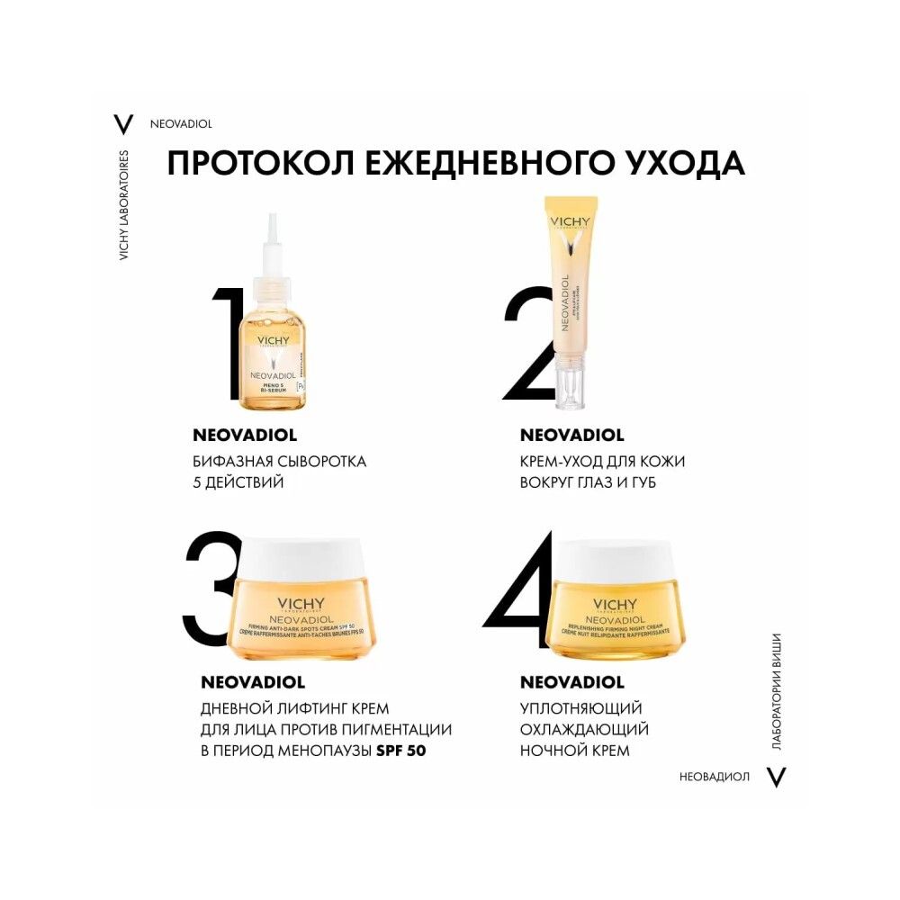 Vichy Neovadiol Post-Menopause Дневной лифтинг крем для лица против пигментации в период менопаузы SPF 50, 50 мл