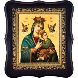 Всепомогающая ("Неустанной помощи") Страстная икона Божьей Матери на холсте.