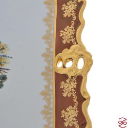 Блюдо квадратное на ножке Queen's Crown Охота красная 32*32 см