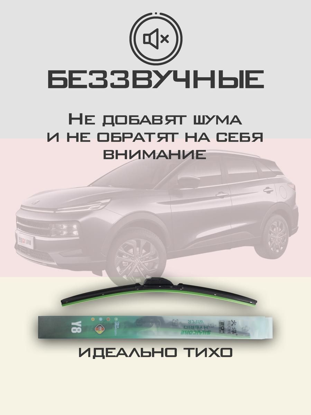 Щетки стеклоочистителя HUOYE Y8 600/400 мм на JAC JS6 | Push button
