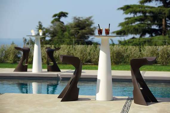 Стол из HPL пластика барный светящийся Hopla Lighting, белый