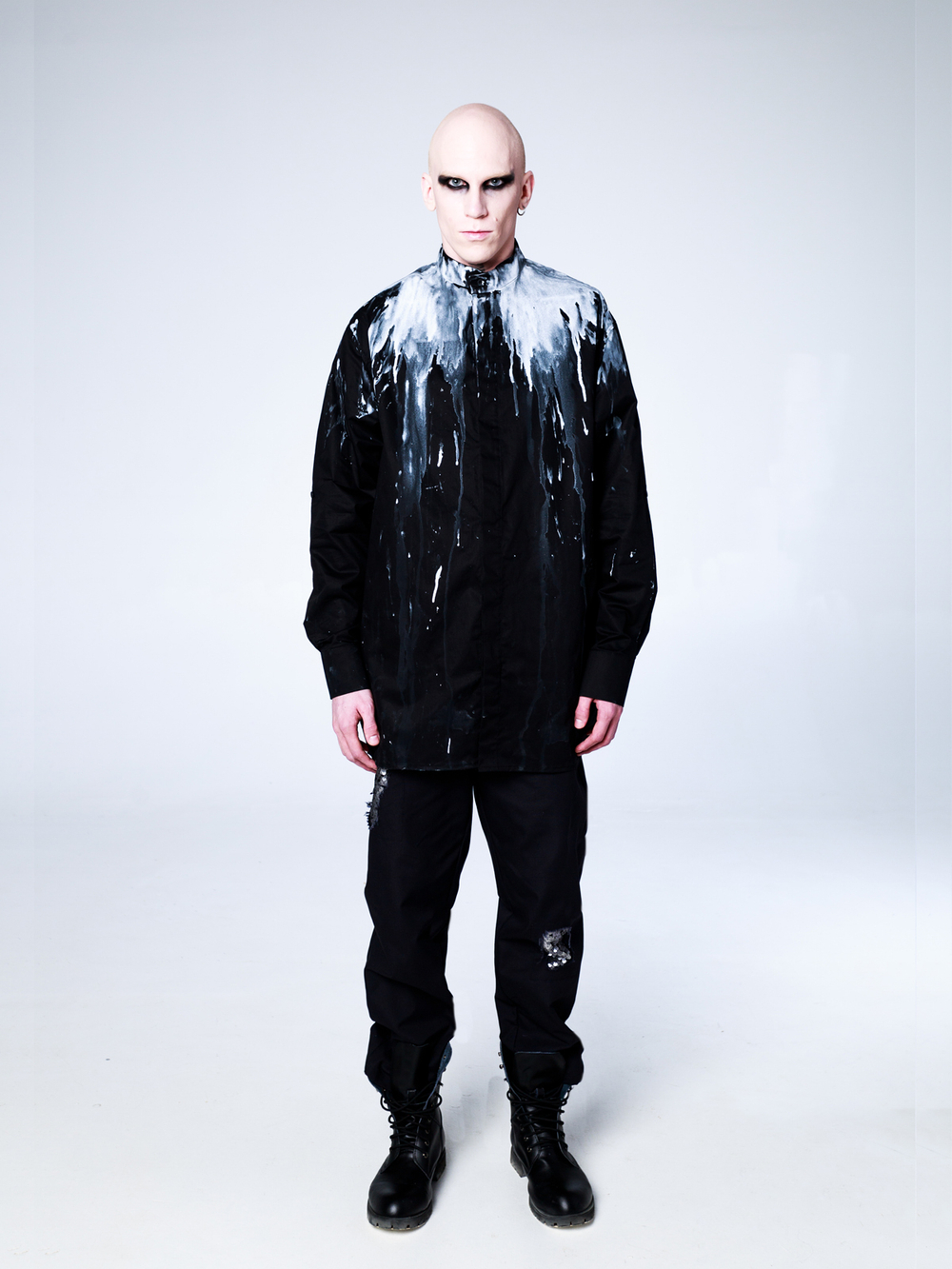 Рубашка "Черномор" с окрашиванием. Черно-белая