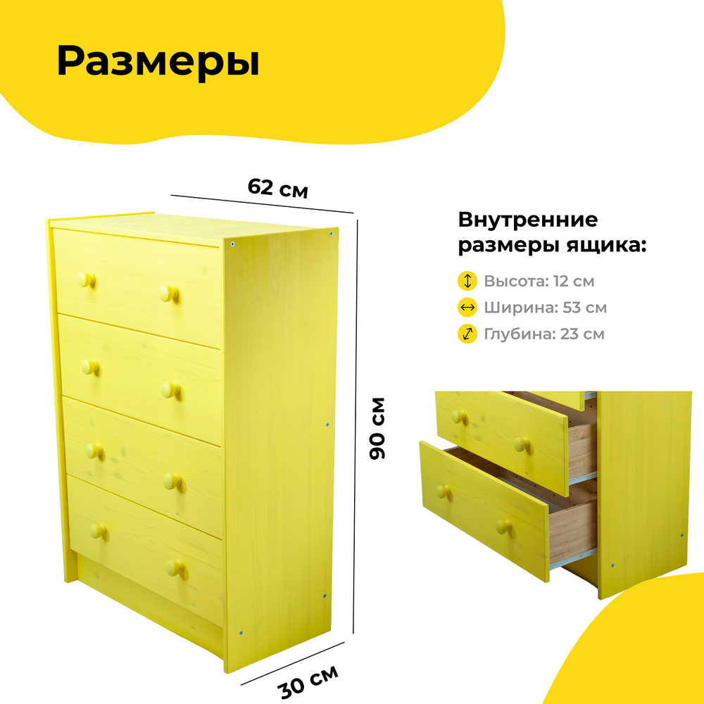 желтый комод деревянный икеа раст 4 ящика размеры