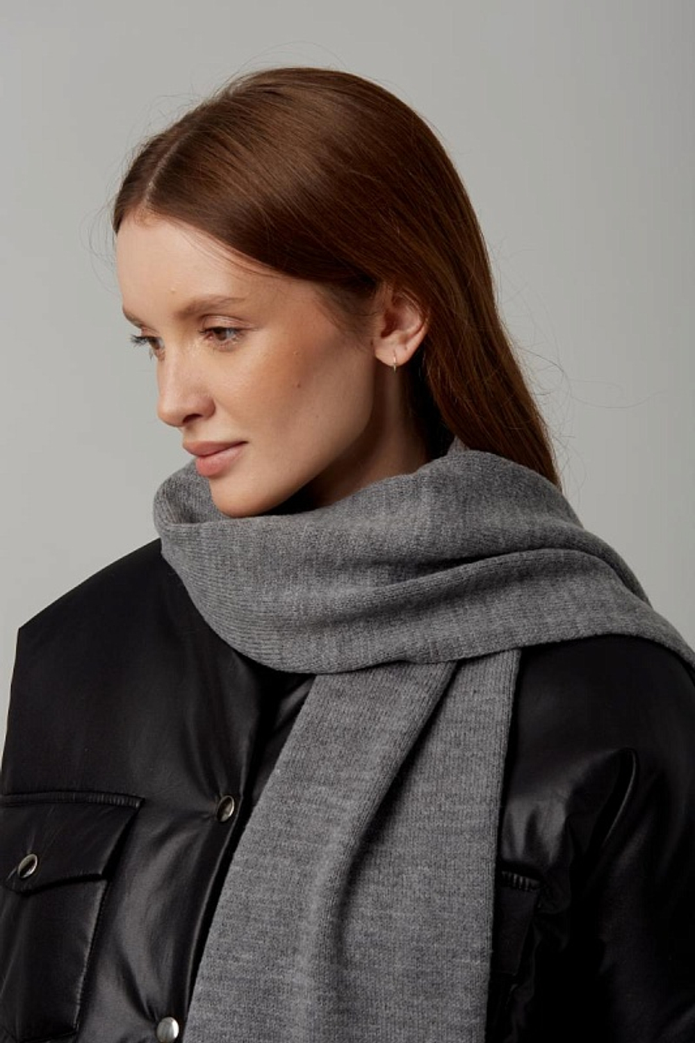 Оренбургский шерстяной шарф Ш501-03 серый