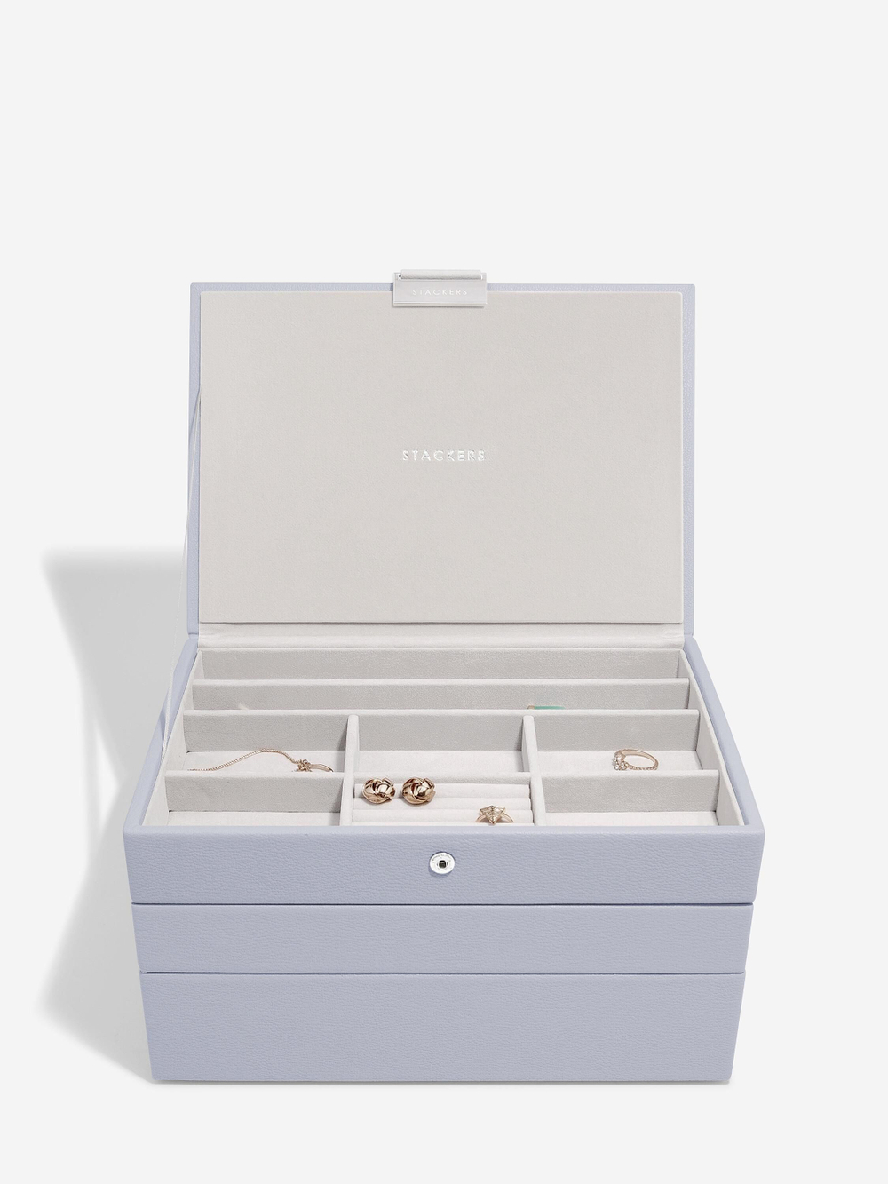 Органайзер для украшений и часов Stackers Classic Jewellery Box, 3 секции -Dove Grey & Rose (Navy Blue / темно-синий / Navy Blue / Органайзер с крышкой)