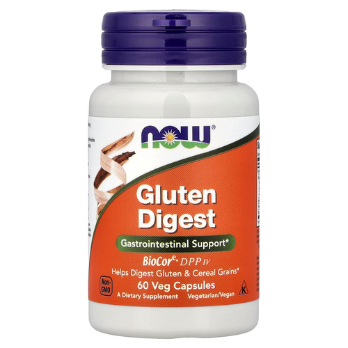 NOW Foods, Gluten Digest, добавка для переваривания глютена, 60 растительных капсул