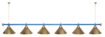 Лампа STARTBILLIARDS 6 пл. (плафоны зеленые,штанга золотая,фурнитура золото)