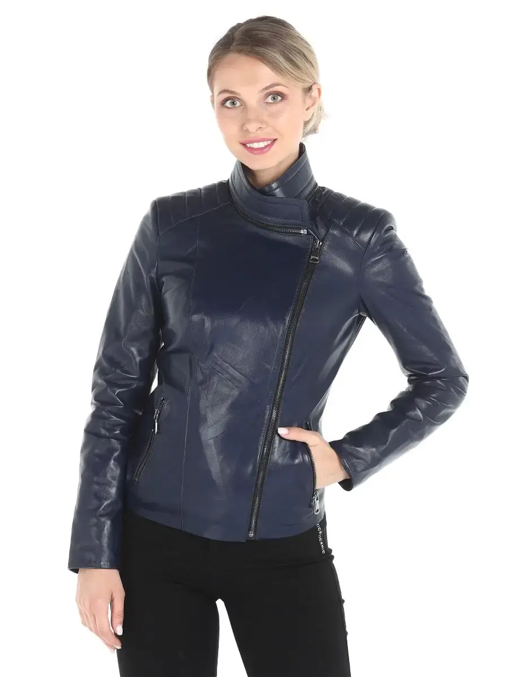 Куртка женская из натуральной кожи с капюшоном трансформер