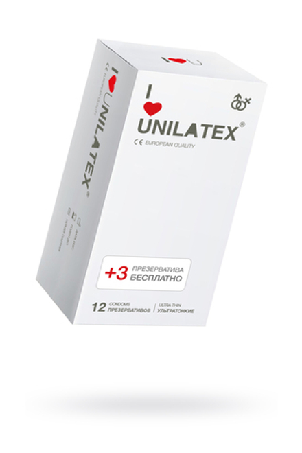 Презервативы Unilatex Ultrathin 12шт+3 шт в подарок 3015Un