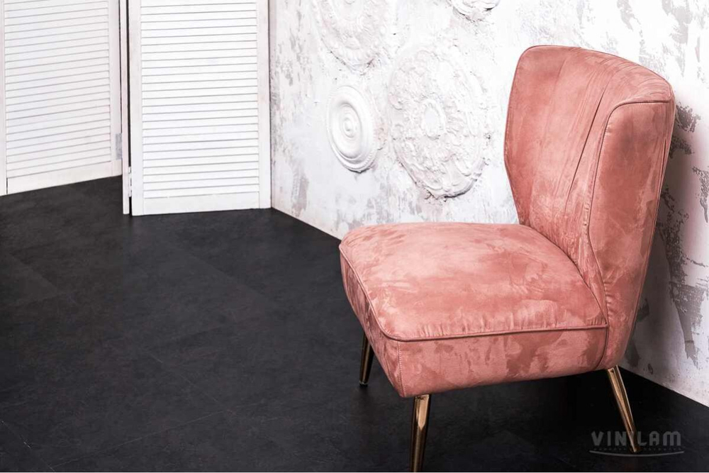 Кварцвиниловая плитка CERAMO VINILAM STONE клеевая Сланцевый Черный 61607 G - Магазин напольных покрытий в Екатеринбурге. MAXI ПОЛ