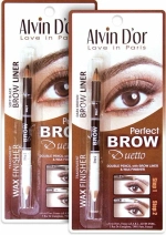 "ALVIN D'OR"Двойной карандаш для бровей тон 02 dark brown (карандаш+воск)