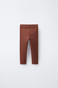 ZARA НАБОР ИЗ ДВУХ ЛЕГИНСОВ С ПРИНТОМ И ОДНОТОННЫХ, ПЕСОЧНЫЙ МЕЛАНЖ