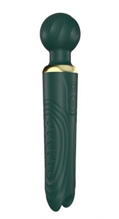 Зеленый двусторонний вибратор-wand Secwell - 22 см.