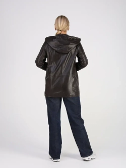 Кожаная куртка демисезонная с капюшоном