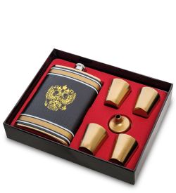 GT-76 Подарочный набор фляжка 200 мл со стопками «Герб»