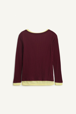 ZARA ФУТБОЛКА С КРУГЛЫМ ВЫРЕЗОМ, ВИННЫЙ