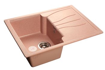 GRANFEST Мойка мрамор STANDART GF-S--680L чаша с крылом  680*500мм розовый арт.GF-