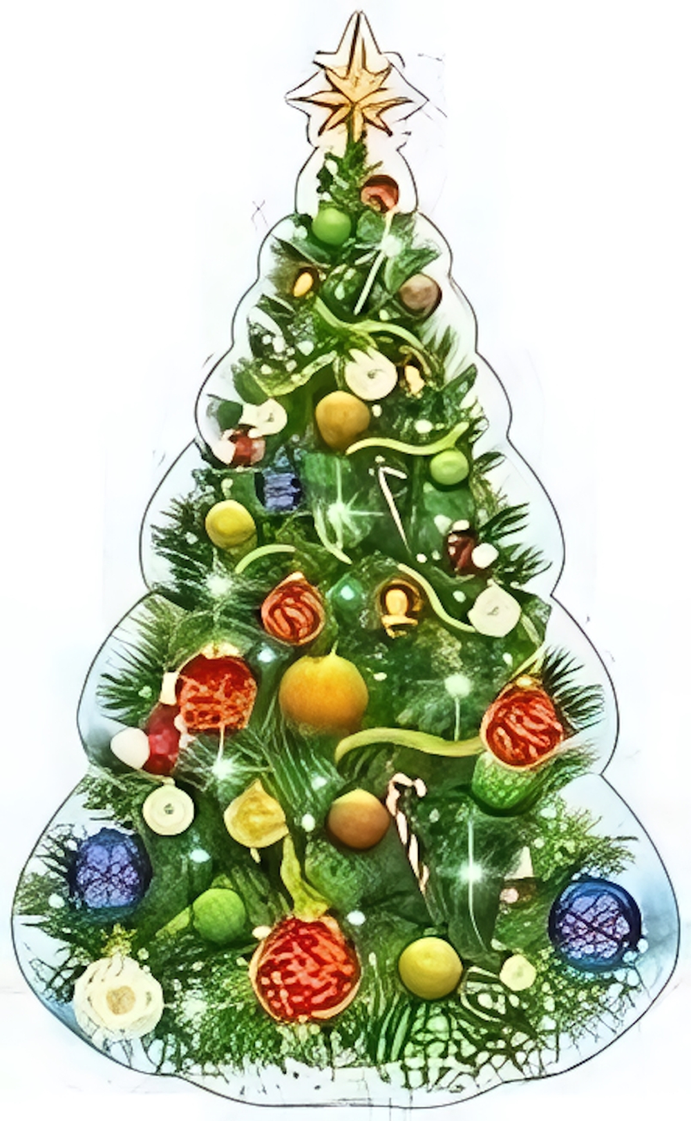 Плакат вырубной А4. Елочка новогодняя (с блестками)