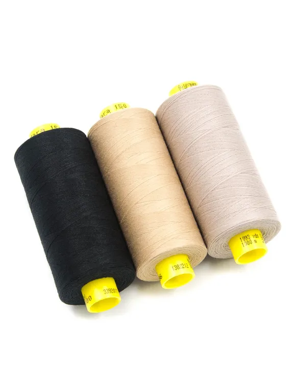 Набор ниток Guetermann MARA 150/1000 м., черный/телесный/серебристый пион