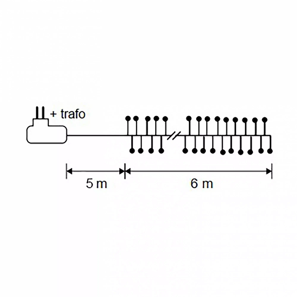 Светодиодная нить кластер 960 теплых белых ламп, 6 м., 8 режимов, зеленый провод, Christmas DeLuxe (87448)