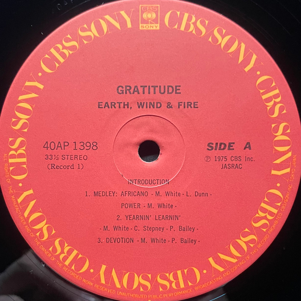 Earth, Wind & Fire ‎– Gratitude 2LP (Япония 1979г.)