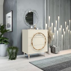 Комод Арт Колор matte Классик Голд с 3 ящиками Кремовый белый матовый