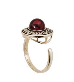 AM-3940/1 Комплект серьги с кольцом (латунь, янтарь)