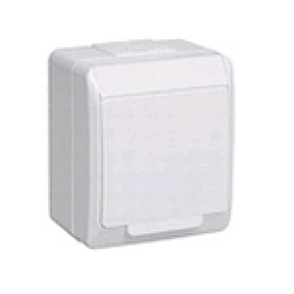 Розетка IEK Гермес PLUS 1-местная с заземляющими контактами открытая установка IP54 (белый) РСб20-3-ГПБб 63764