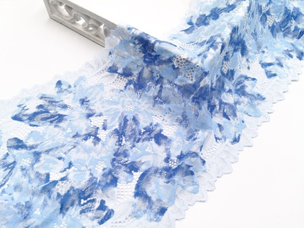 Эластичное кружево, голубые цветы, 22 см, (Арт: EK-2790), м