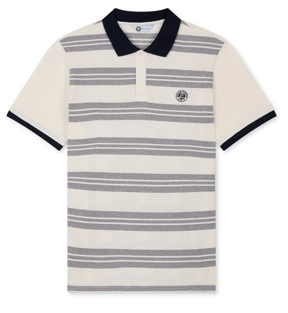 Мужское теннисное поло Roland Garros Heritage Tristan - экрю/темно-синий