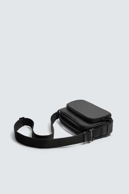 ZARA СУМКА С ПЛЕЧЕВЫМ РЕМНЕМ И ТЕКСТУРОЙ, ЧЕРНЫЙ