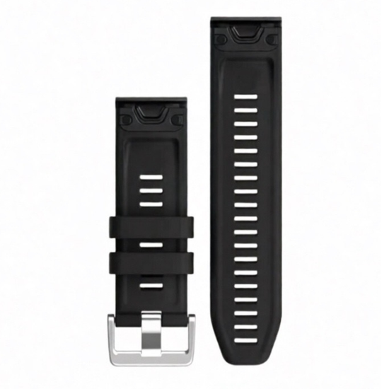 Ремешок силиконовый QuickFit 26 мм. серебристая пряжка (Черный)