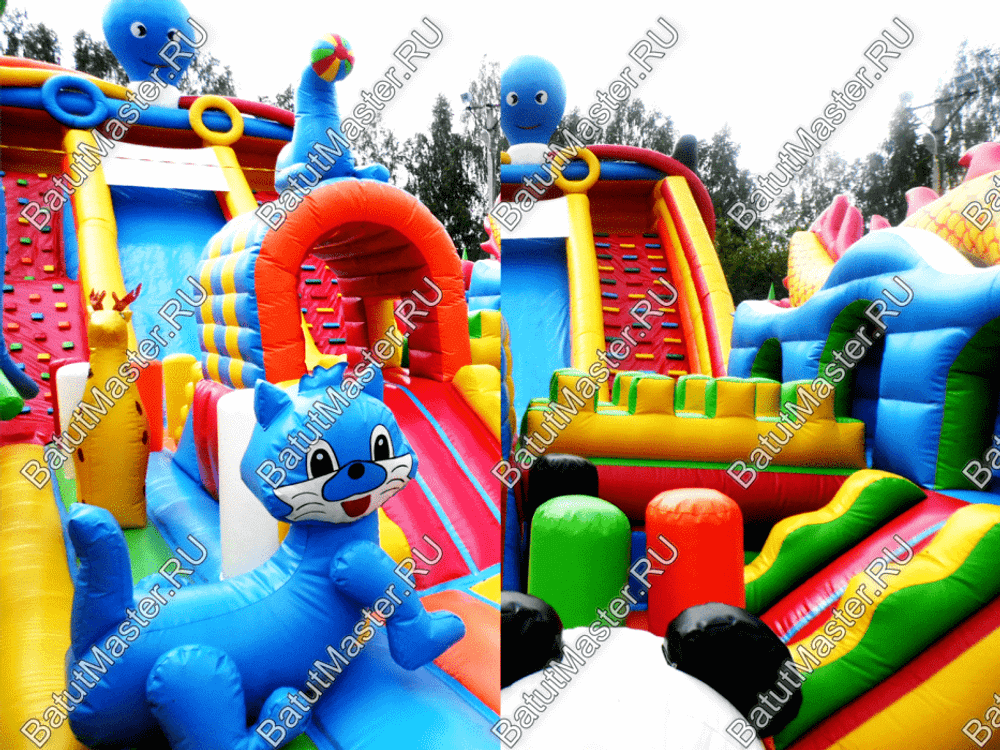 Коммерческий надувной батут "Осьминоги и драконы" 18*8*7 м